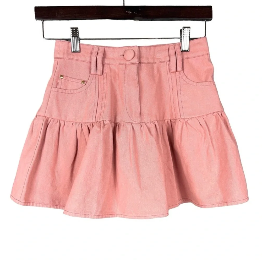 New LoveShackFancy Dock Mini Skirt Tuscany Pink Cotton 0 - Picture 2 of 12